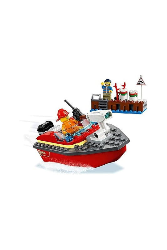 Lego City Fire Dock Side Fire Boat Building Set
