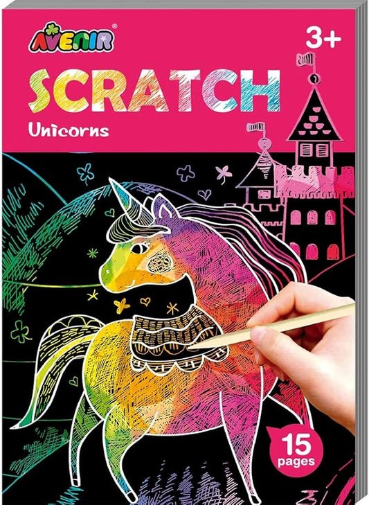 Avenir - Mini Scratch Book Unicorns | easy - to - use activity book is perfect for unleashing your child's imagination and creativity, while also fostering essential skills such as motor skills, hand - eye coordination, and manual dexterity | Ages 3+ - Marah Kids