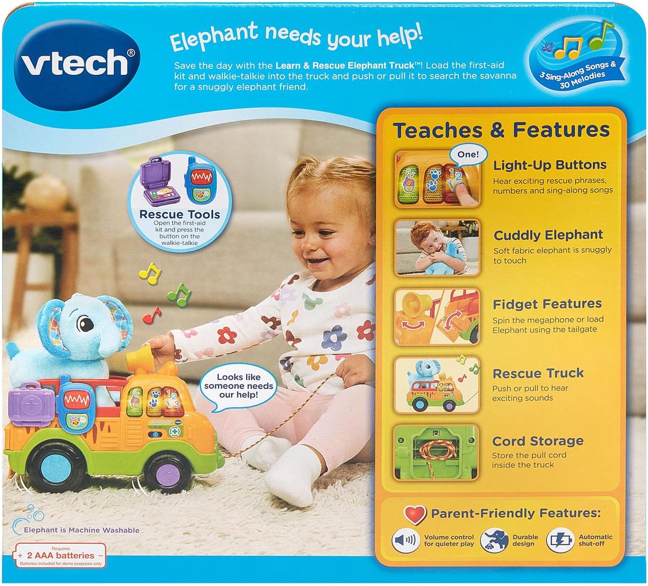 VTech Learn & Rescue Elephant Truck – Pull - Along Toy (12–36M) - Marah Kids