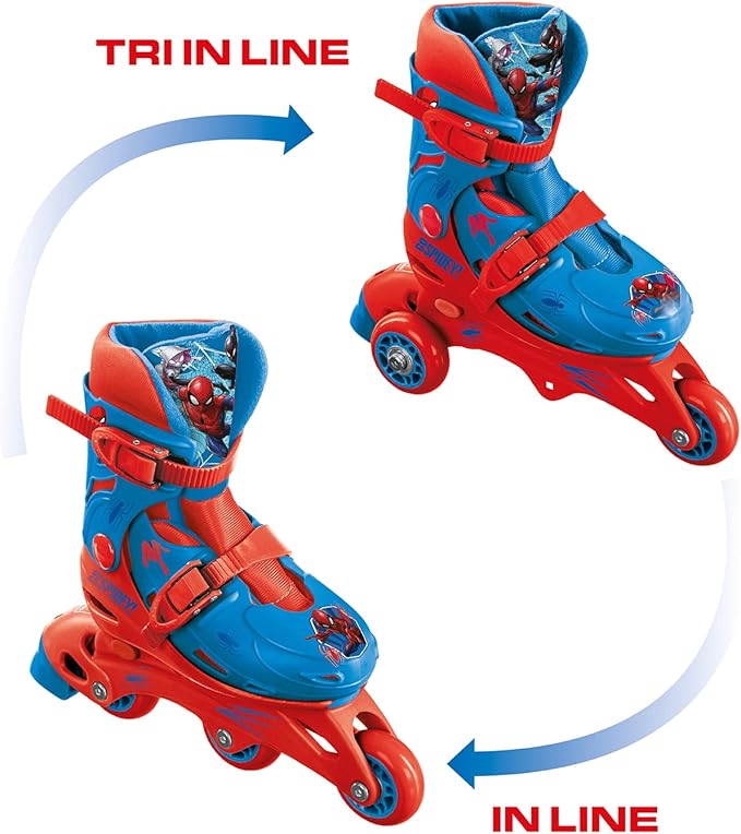 Mondo Roller Spiderman Tri Inline Skates Adjustable 29 - 32 - Marah Kids