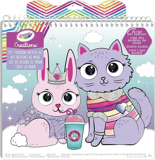 CRAYOLA - Creations, Puppy Fashion Set, Album with 40 Pages, Stencils and 150 Stickers, Creative Activity for Children - Marah Kids