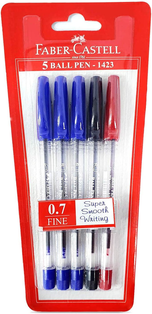 FABER - CASTELL 1423 BP 0.7MM BLISTER OF 5PC BLUE - Marah Kids