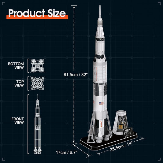 CUBIC FUN 3D PUZZLE NASA APOLLO SATURN V 136PCS - Marah Kids