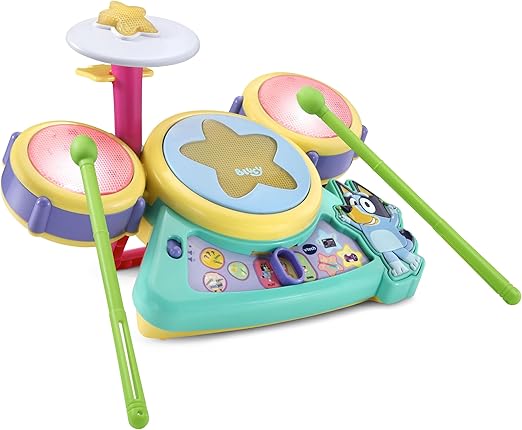 VTech Bluey Hooray Drum Set with Light - Up Pads, Music & Rhythm Games (Ages 3+) - Marah Kids