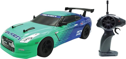 D - power - 1:10 Nissan GT - R Falken RC Car – 2.4GHz Remote Control, 7.4V USB Rechargeable Battery, Realistic Drift Design, for Kids Ages 6+ - Marah Kids