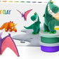 HEY CLAY - DIY Dinos: Pterodactylus, Triceratops, Tyrannosaurus Plastic Creative Modelling Air - Dry Clay For Kids 6 Cans - Marah Kids
