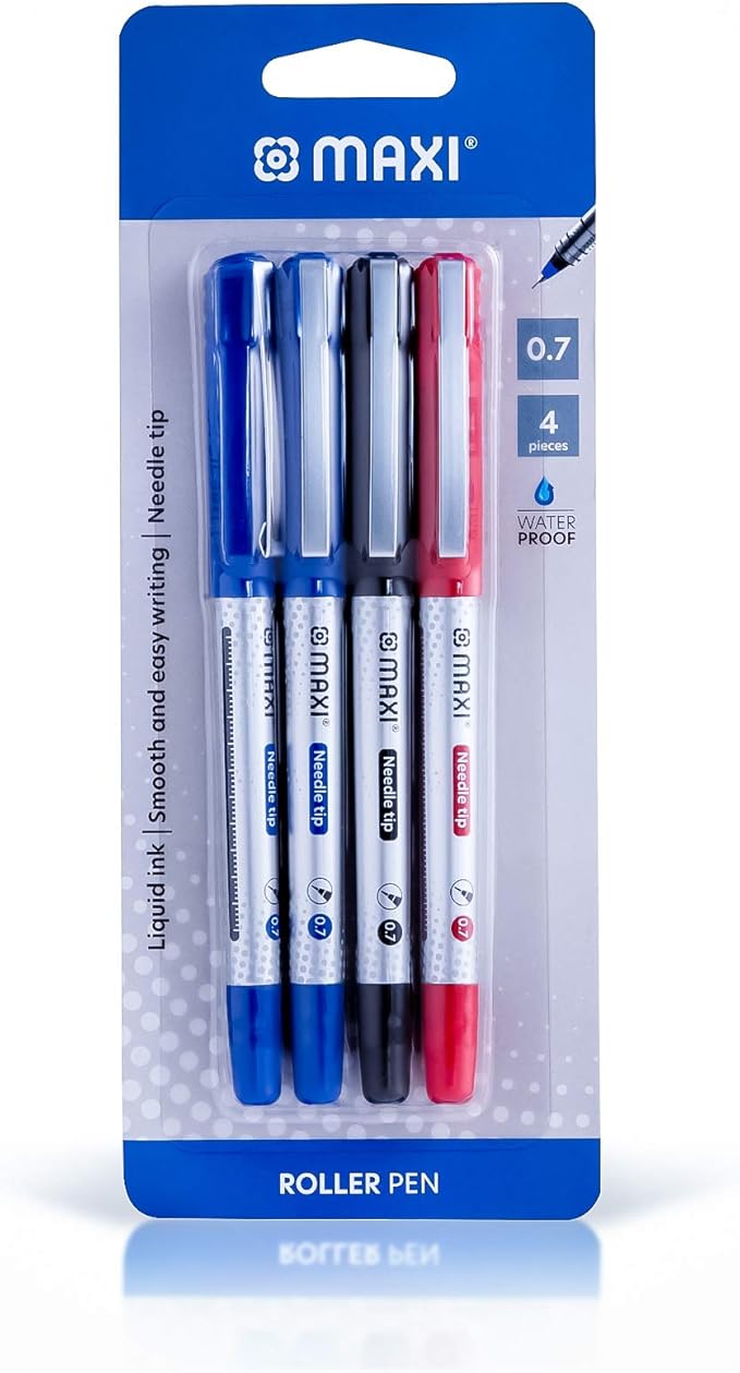 Maxi Roller Pen 0.7Mm Needle Tip Blister Of 4Pc - Marah Kids