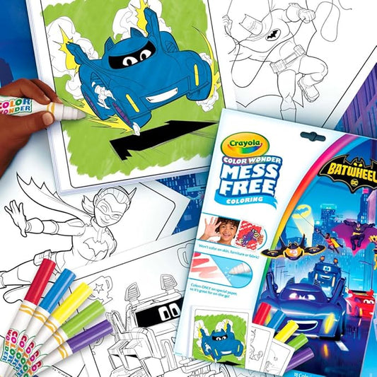 Crayola Color Wonder Batwheels Activity Set – Mess Free Batman Coloring For Toddlers, Includes Markers & Pages, Gift For Kids Ages 3+