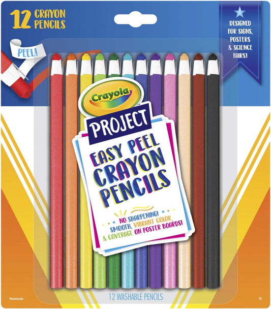 Crayola 12ct Easy Peel Crayon Pencils - Marah Kids