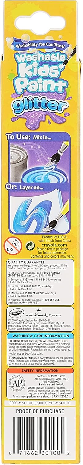 Crayola - 6 ct. Washable Kids' Paint Pots, Glitter Effects - Marah Kids