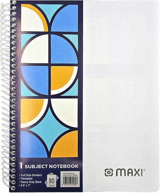 MAXI SPIRAL PP 1 SUBJECT NOTEBOOK 11"X8.5" 80SH