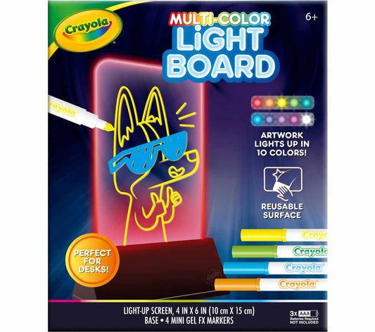 Crayola - Multi - Color Light Board | Bright Markers or Washable Window Markers are compatible with this board | Requires 3 AAA batteries (not included), ages 6 & up. - Marah Kids