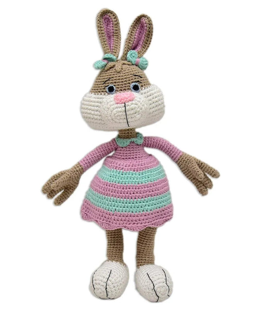 Happy Threads Handmade Crocheted Cute Handmade Jill the Bunny (16 inch) – Multicolour | Crochet Toys | Child Safe | for Babies 6 Months & Above | Dolls for Boys/Girls| For Birthday Gift | Decorative Items for Room - Marah Kids