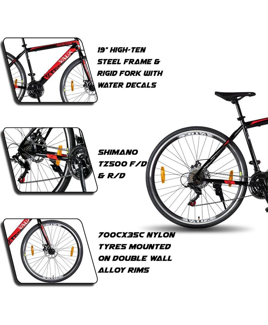 Vaux Swifter Hybrid Road Bike 700C - Black - Marah Kids