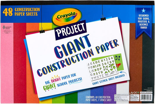 Crayola Giant Construction Paper with Stencils, 48 Count - Marah Kids