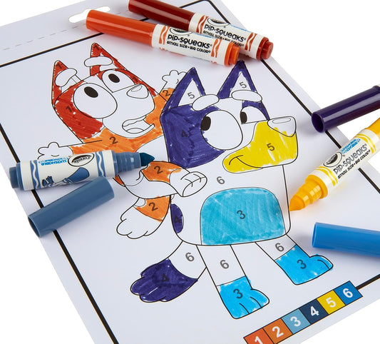 Crayola - Colour by Numbers - Bluey (Includes 16 Colouring Pages and 6 Mini - Markers) | Early Years Educational Colouring Fun | For Ages 3+ - Marah Kids