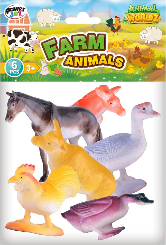 Power Joy Animal Worldz Farm Animal 4inches 6pcs - Marah Kids