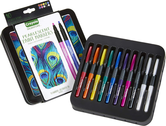 Crayola Pearlescent Paint Markers, Assorted Colors, Multi Surface, 10 Count - Marah Kids