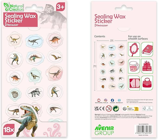 Avenir - Sealing Wax Stickers 10 pack - Dinosaur Multicolour | fabulous sealing wax stickers showcasing a collection of space objects | Ages3+ - Marah Kids