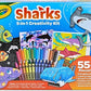 Crayola Sharks 5-In-1 Creativity Kit – Ocean-Themed Art Set With Crayons, Markers, Buildable Sharks & More, Gift For Kids Ages 5+
