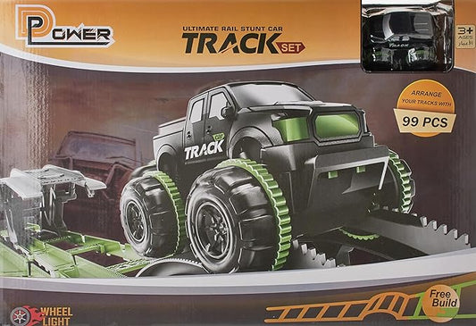 D - POWER – Ultimate Stunt Car Track | Jumbo sized DIY Free Build Track, Changeable Assembly | 99pc Set, Kids Age 3+ - Marah Kids