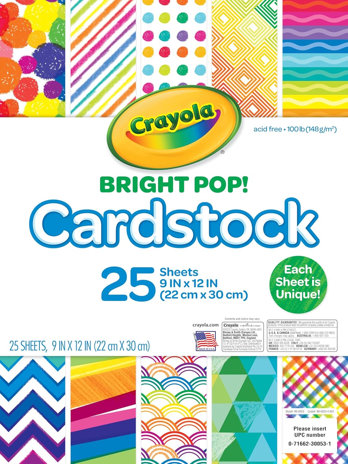 Crayola - 25 ct. Bright Pop! Cardstock - Marah Kids
