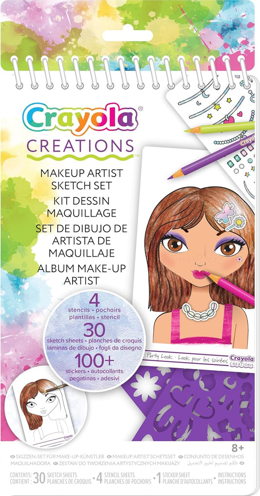 Crayola - Creations Compact Make - Up Artist Sketch Set | includes tutorial pages with beauty and makeup secrets and many pages of sketches combinations | Ages 6+ - Marah Kids