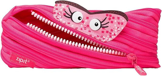 ZIPIT - Talking Monstar Pencil Case for Kids, Cute Pen Pouch Holds Up to 30 Pens, Made of One Long Zipper! (Dazzling Pink) - Marah Kids