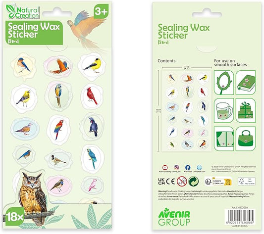 Avenir - Sealing Wax Stickers 10 pack - BIRD Multicolour | fabulous sealing wax stickers showcasing a collection of space objects | Ages3+ - Marah Kids