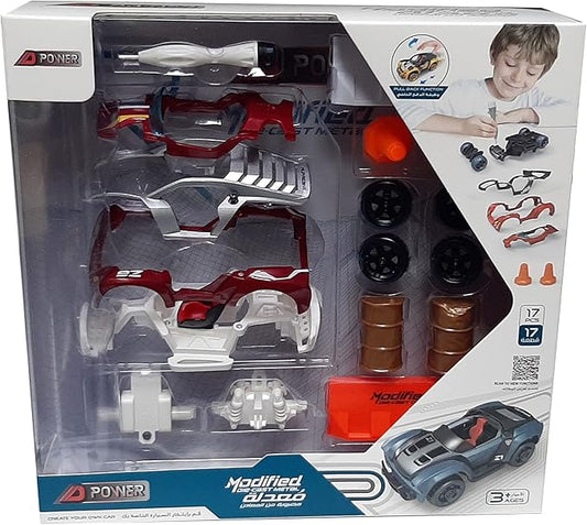 D - Power 17pcs DIY Modified Race Car for Kids | Car Building Toy Kit | Make you own Racing Car, Scale 1:32 - Marah Kids