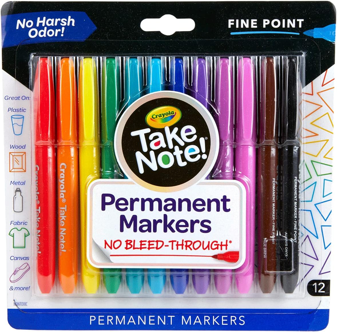 Crayola 12Ct Permanent Markers - Water Based - Marah Kids