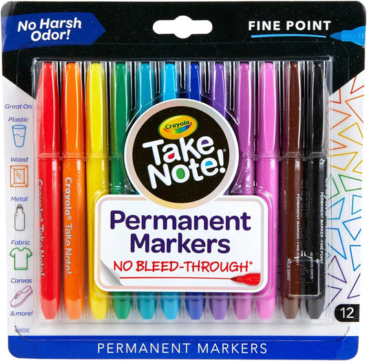 Crayola 12Ct Permanent Markers - Water Based - Marah Kids