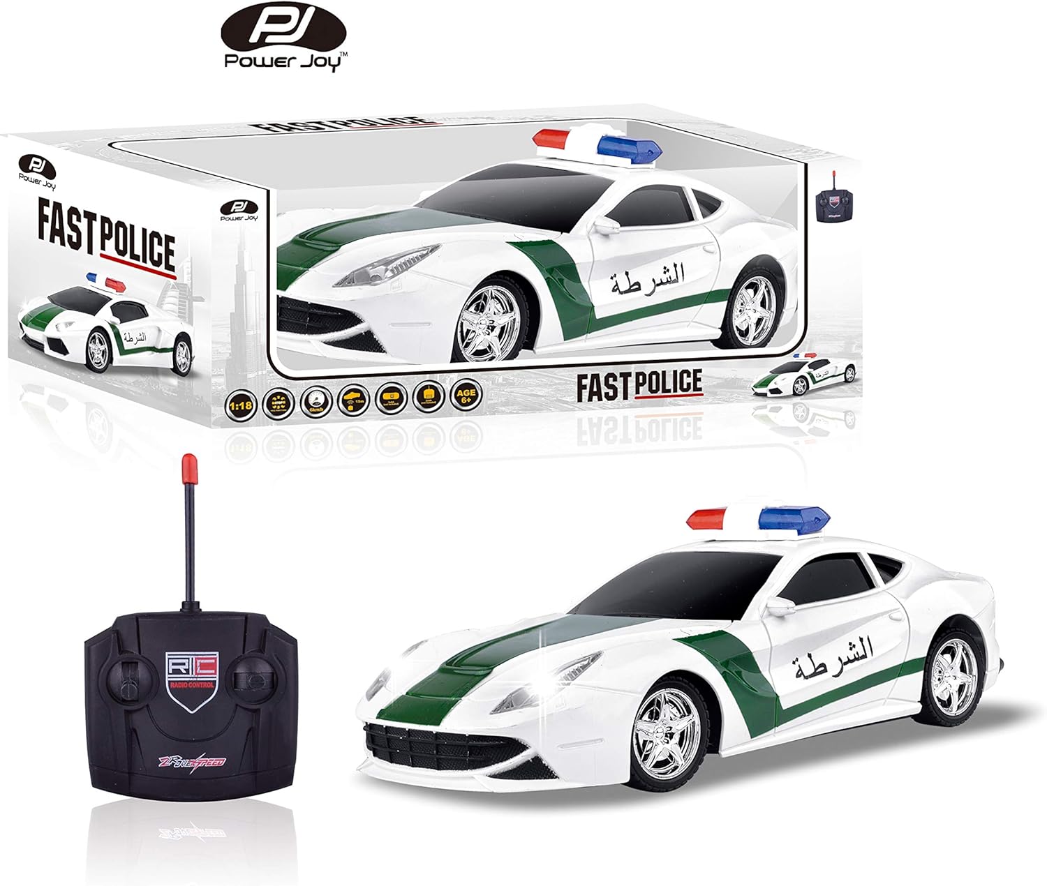 Power Joy Remote Control Police Car 1/18 Battery Operated UAE - Marah Kids