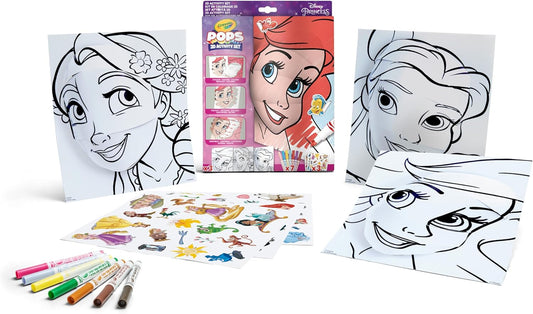 Crayola - POPS 3D Activities Set Colouring and Creating 3D Pictures | Creative Activity and Gift for Children, Theme Disney Princess, | Ideal for gift ages from 6 Years - Marah Kids