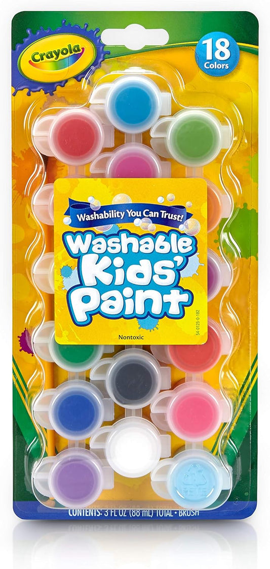 Crayola 18 ct. Washable Paint Pots with Brush, Classic & Bold Colors - Marah Kids