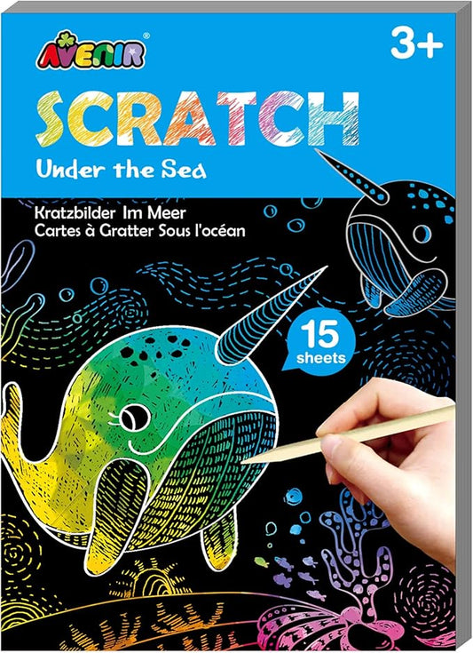 "Avenir - Mini Scratch Book - Under the Sea | Mini Scratch Book with 5 different pictures to draw, simply using the special scratch tool | Ages 3+ " - Marah Kids