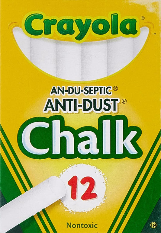 Crayola 12 ANTI DUST CHALKS - WHITE - Marah Kids