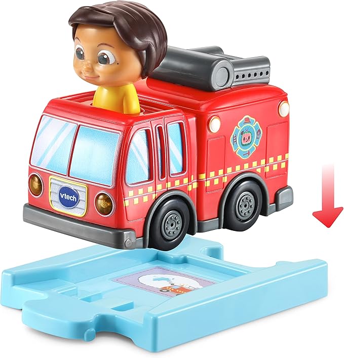 VTech CoComelon Go! Go! Smart Wheels Nina’s Fire Truck & Track, Fire Sounds & Songs with SmartPoint, Ages 1.5 – 5 Years - Marah Kids