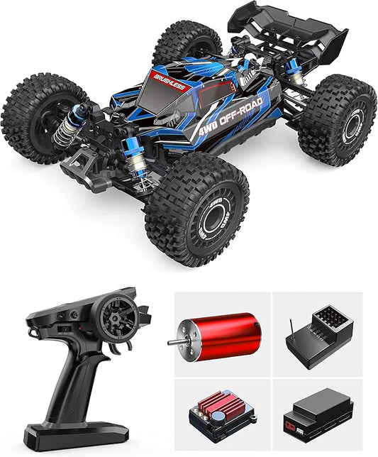 MJX Hyper GO 16207 with 3S Battery 1/16 RTR Brushless RC Cars, 62KM/H Fast RC Truck, 4WD All - Road Remote Control Cars | suitable 14+ ( Multicolour) - Marah Kids