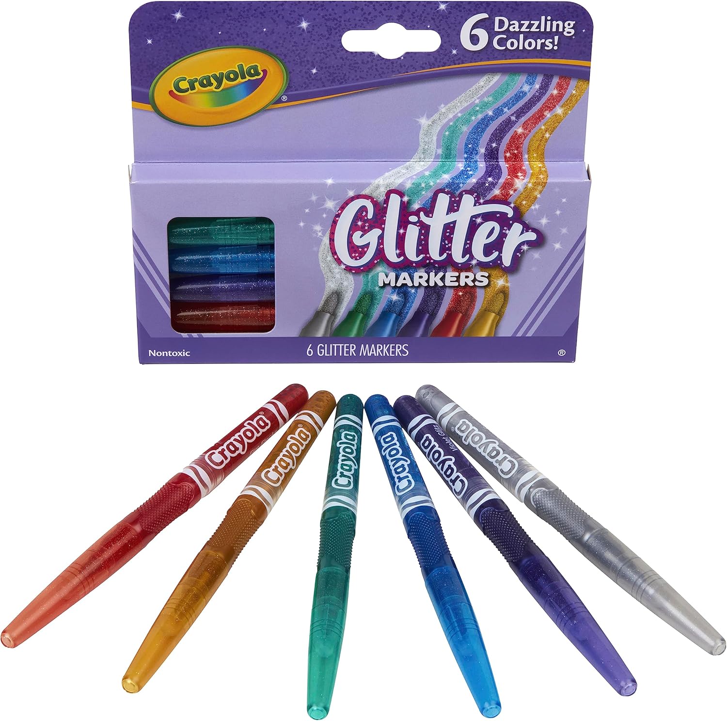 Crayola 6 Ct Glitter Markers - Marah Kids