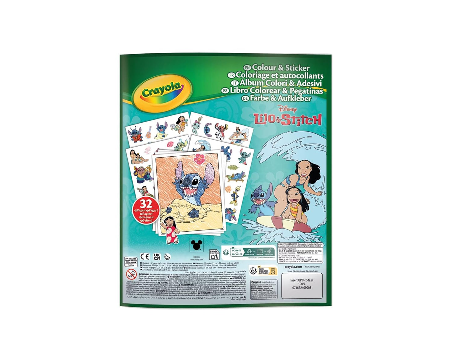 Crayola Lilo & Stitch Sticker Colouring Book - 32 Pages & Stickers - Marah Kids