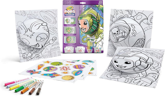 Crayola - Pops 3D Coloring Kit - Space | Innovative 3D Artwork Creation - Choose, Color, and Display - Transform Coloring Pages into 3D Art - Easy to Hang or Display, 6+ - Marah Kids