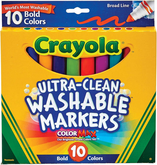 Crayola 10CT Ultra Clean Washable Bold,Broad Line,CMax Mkr - Marah Kids