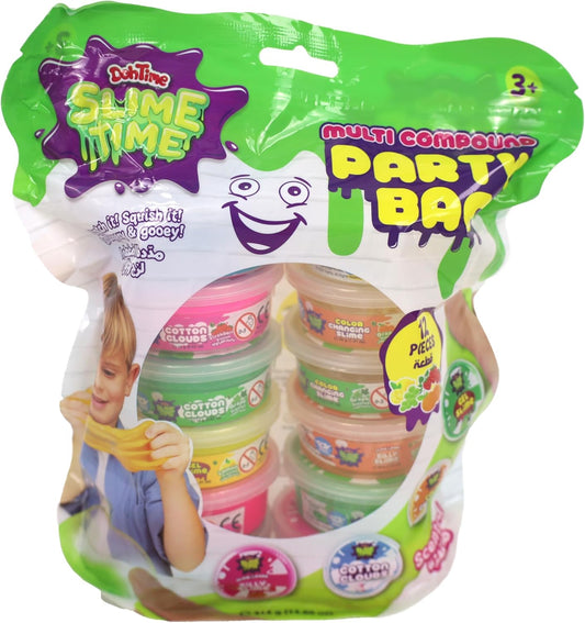 Doh Time Slime Multi Compound Scented Glow In The Dark Slime Party Bag 12 Cans