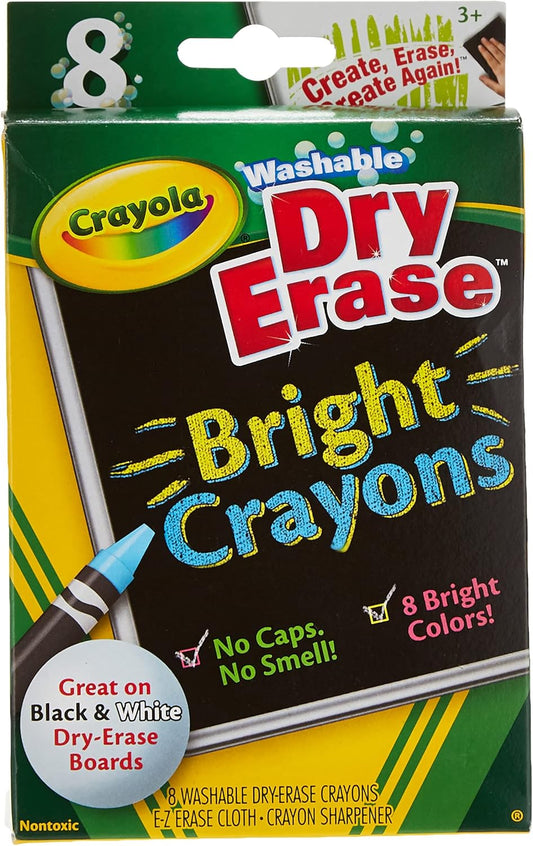 Crayola 8 ct. Dry - Erase Crayons, Brights, Large Size - Marah Kids