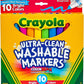 Crayola 10 Count Ultra - Clean Washable Bright, Broad Line, Color Max Markers - Marah Kids