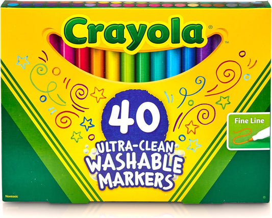 Crayola 40 ct. Ultra - Clean Washable Assorted, Fine Line, ColorMax Markers - Marah Kids