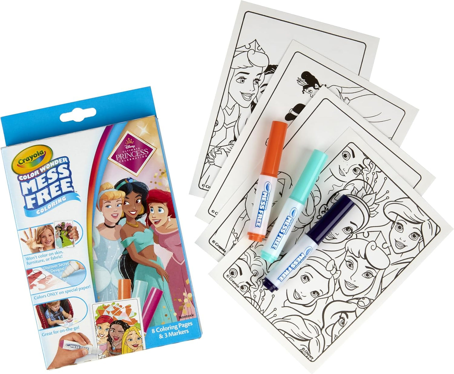 Crayola - Color Wonder Mini Box Set, Disney Princess (Multicolour) | MESS FREE COLORING | GIFT FOR GIRLS & BOYS Ideal for ages 3+ - Marah Kids