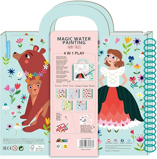 Avenir - Magic Water Painting - My Fairy Tales Multicolour | Ideal for rainy days, indoor play, mess - free painting, travel and holidays | Ideal for Ages 3+ - Marah Kids