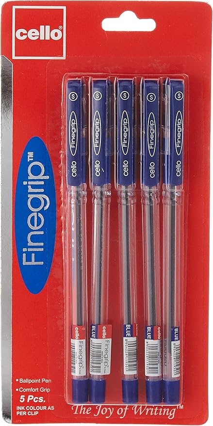 Cello Finegrip Ball Pen 0.7Mm Blister Of 5Pc Blue